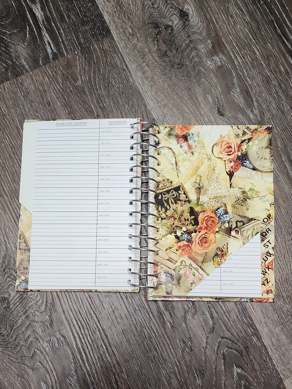 Vintage Hardcover Spiral Bound Floral Address Book - New